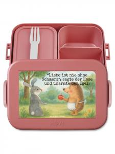 Mr. & Mrs. Panda Коробочка для закусок с изображением кролика и ежика и надписью пастельно-красного цвета