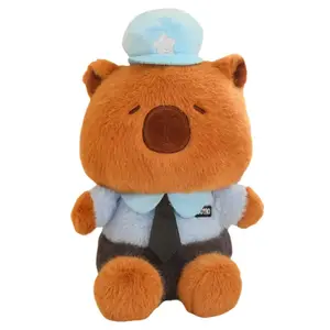 Милые и очаровательные плюшевые куклы капибары в полицейской форме высотой 25 см Handsome, синий