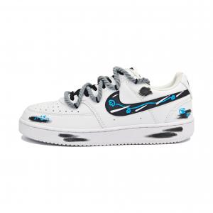 Nike Кроссовки Court Vision 1 Smile Messenger 2 с амортизацией, износостойкие, низкие, для скейтбординга, унисекс, черные, белые, синие