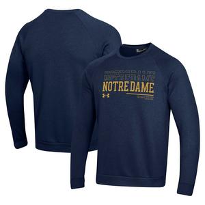 Мужской темно-синий пуловер Under Armour Notre Dame Fighting Irish 2024/25 с надписью Rival Rival Толстовка, цвет Ntd Navy