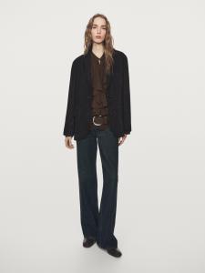 Летящая блуза с рюшами Massimo Dutti, brown