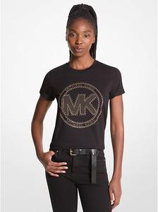 Футболка из органического хлопкового джерси с заклепками и логотипом Michael Kors, черный