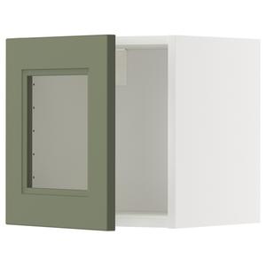Навесной шкаф со стеклянной дверцей, белый/серо-зеленый Axstad, 40x40 см, Metod IKEA