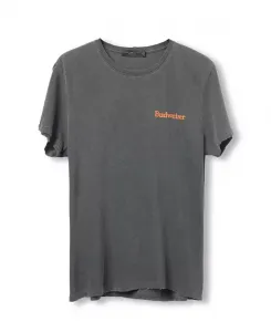 Футболка унисекс с классическим логотипом Budweiser в винтажном стиле Junk Food Clothing, серый