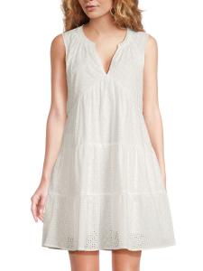 Мини-платье с люверсами и ярусами DKNY, белый