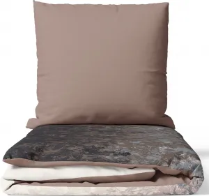 Комплект постельного белья из 3 предметов из хлопка 200x220 см Renforce бежевый коричневый черный растительный Двусторонний комплект постельного белья с застежкой-молнией leonado vicenti