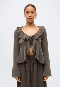 Топ vmluna с длинными рукавами и оборками Vero Moda Petite, Chocolate Brown