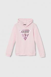 Детская хлопковая толстовка Guess, розовый