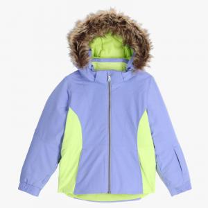 Детская лыжная куртка Spyder Lola, фиолетово-зеленая, с утепленным капюшоном и застежкой-молнией, UPS798