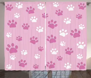 Штора ABAKUHAUS "Деревенский рисунок собачьей лапки", женственный тон, универсальная тесьма для гостиной с петлями и крючками, 280 x 225 см, нежно-розовый, розовый и белый Abakuhaus