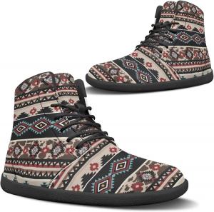 Binienty Мужские и женские минималистичные босоногие туфли из ПУ-кожи, высокие, с нулевым падением, для спорта, хайкинга и ходьбы, Tribal Geometric