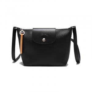 Le Pliage City из лакированного холста с кожаной отделкой, женская черная сумка через плечо LONGCHAMP