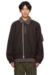 Блузон-бомбер из костюмной ткани Sacai, коричневый