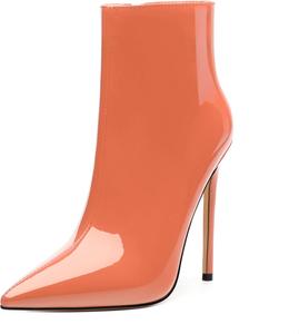 Женские ботильоны FOGEENA с заостренным носком, высоким каблуком-кубиком, из лакированной кожи, с боковой молнией, каблук 12 см, короткие ботинки, сексуальные, для свадьбы, свиданий и работы, осенние туфли, Coral Pink