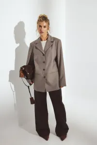 Короткое пальто с множеством пуговиц Na-Kd, Greige