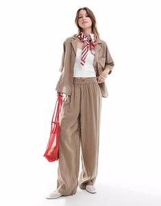 ONLY - Широкие брюки из льняной ткани коричневого цвета, в комплекте