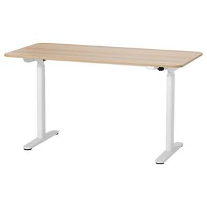 Стол для сидения/стоя BOLLSIDAN IKEA, 140x70 см, цвет electric white stained oak effect/white