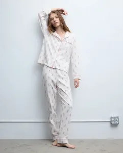 Женская пижама с рисунком Минни и полосками, с длинными рукавами и длинными брюками Easy Wear, бежевый