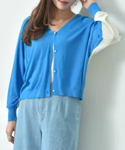 Двухцветный кардиган с V-образным вырезом Interplanet, цвет Color: Blue