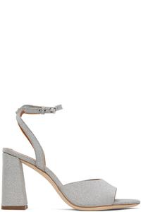 Серебристые босоножки Solange на каблуке Staud