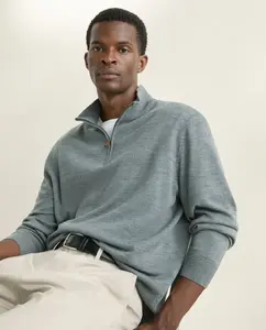 Мужской полуводолазка с однотонной молнией 100% меринос Emidio Tucci, серый