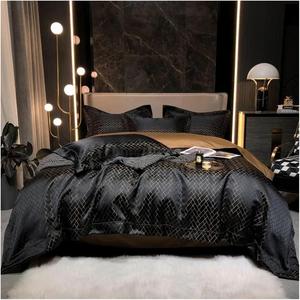 Generic Комплект постельного белья из черного жаккарда египетского хлопка