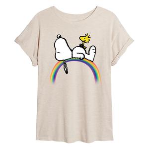 Детская большая футболка Peanuts Snoopy & Woodstock Rainbow Licensed Character, бежевый