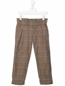 Прямые брюки в клетку Brunello Cucinelli Kids, коричневый