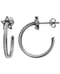 Маленькие серьги-кольца с кубическим цирконием в форме звезды, 0,75 дюйма, эксклюзивно в Macy's Giani Bernini, silver