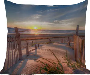 Подушка для улицы - Пляж - Море - Дюна - Закат - Пейзаж - 60x60 см - Устойчива к погодным условиям - Подушка для отдыха - Декоративная подушка - Подушка для сна MuchoWow