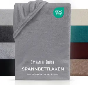 Простыня на резинке Cashmere Touch 100x200 см, Уютная зимняя простыня серая Carpe Sonno