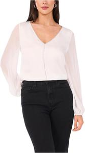 Женская шифоновая блузка с V-образным вырезом и рукавами, отделкой стразами Vince Camuto, New Ivory