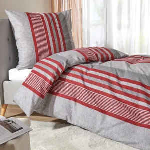 Постельное белье Dream Sleep Fine Flannel Mountain Stripe Berry 200x200 см + 2 x 80x80 см Traumschlaf