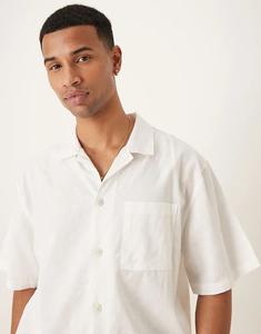 Рубашка с короткими рукавами из льняной смеси Cotton On Eli, текстурированная, белого цвета Cotton On
