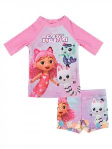 Купальный комплект Gabby's Dollhouse с защитой от ультрафиолета 30, рубашка и штаны розового цвета Gabby's Dollhouse