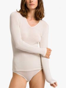 Шерстяная шелковая термофутболка с длинными рукавами Hanro, Cygne