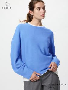 Хлопковый 3D-джемпер с объемными рукавами Uniqlo, 63 blue