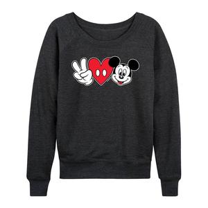 Женский легкий свитшот из френч терри Disney's Mickey Mouse Peace Love, цвет Heather Charcoal