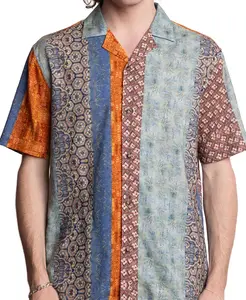 Мужская тонкая рубашка с коротким рукавом и разнообразным принтом на пуговицах Camp Shirt Paisley & Gray, розовый