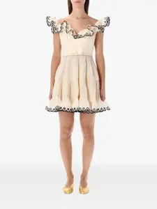 Мини-платье с оборками Zimmermann, кремовый