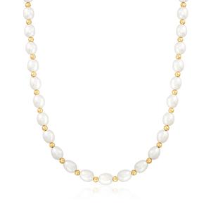 Ожерелье Ross-Simons с культивированным овальным жемчугом 8-9 мм и 14-каратным желтым золотом Ross-Simons, 16 In