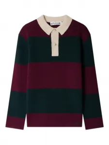 Полосатый свитер-поло Bonpoint, красный
