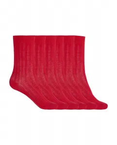 Набор из 6 пар хлопковых носков в рубчик Basix Punto Blanco, красный