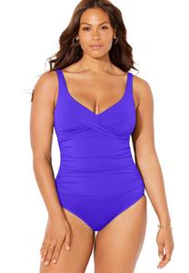 Женский слитный купальник с V-образным вырезом Swimsuits for All, Deep sea purple