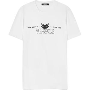 Футболка с круглым вырезом и принтом логотипа Versace, белый