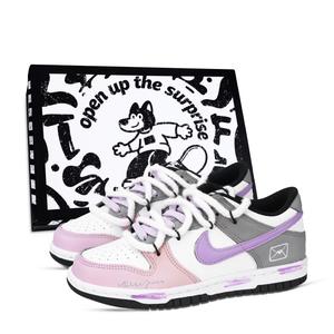 Nike Низкие износостойкие кроссовки для скейтбординга Dunk Love Letter унисекс, розовые, фиолетовые, серые, белые