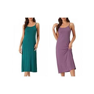 2 шт женское платье-комбинация на бретелях Inspire Chic, Green Purple