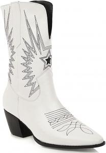 Женские черные ковбойские сапоги FOWT Fall Fashion, западный стиль, заостренный носок, из искусственной кожи, без шнуровки, с широкой голенью, на щиколотку, с удобным массивным каблуком, вышитые ботильоны, размер США 4-11 M