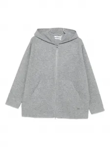 Толстовка с капюшоном из смесовой шерсти на молнии MAX MARA, серый