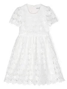 Кружевное платье с пайетками Self-Portrait Kids, белый
